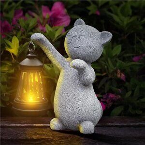 Womens Gifts Statues for Garden Decor，Solar Cat Outdoor Statues Outside Decor